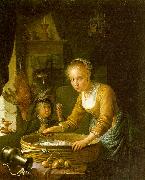 Gerrit Dou Girl Chopping Onions oil on canvas